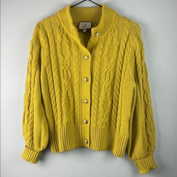 Tuckernuck Yellow Cable Knit Cardigan Sweater Size S - Picture 1 of 7